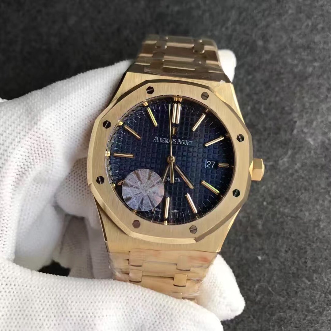 JF Gold Replica Audemars Piguet Royal Oak 15400 Blue Dial Watch with ...