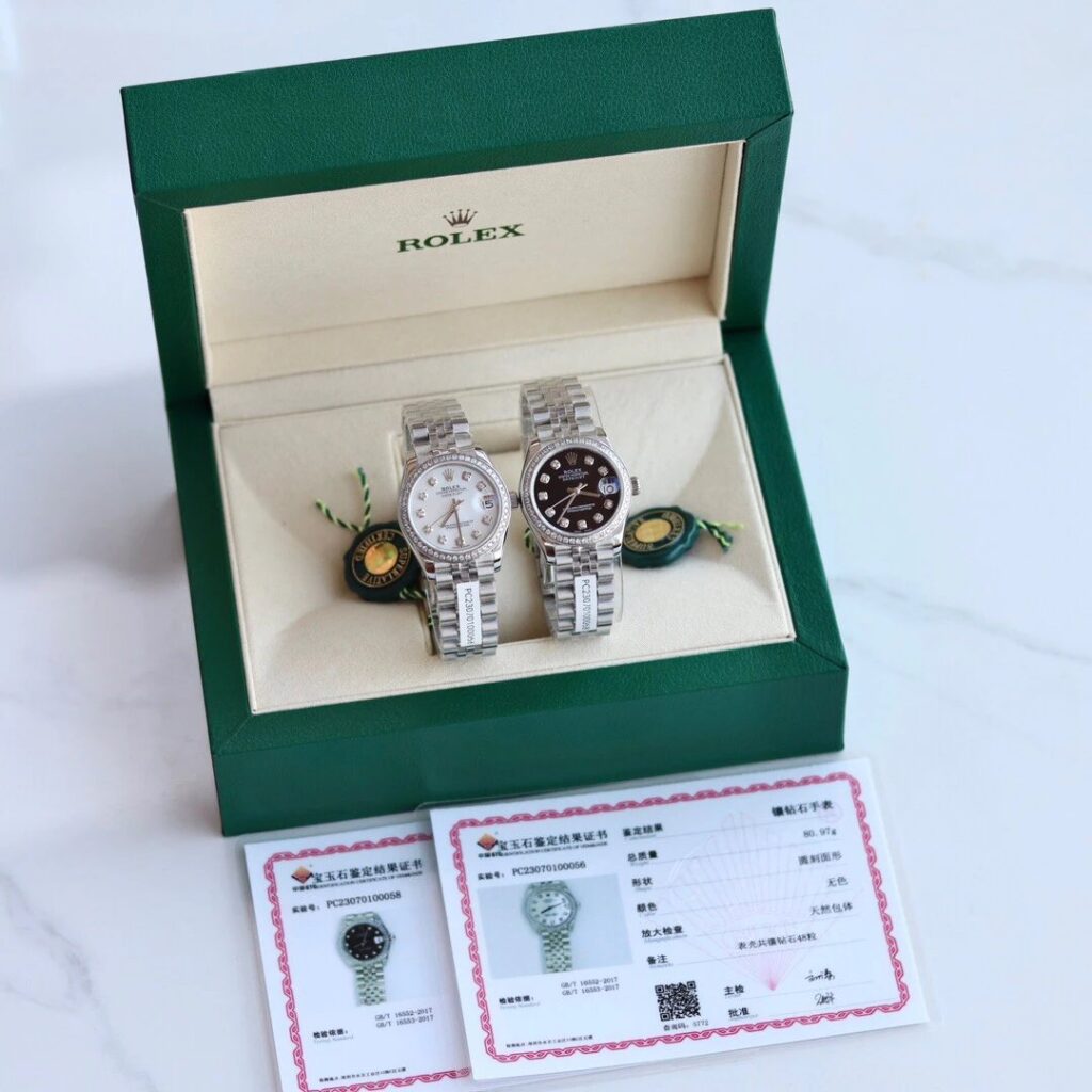 Replica Rolex Datejust 31mm Diamond Watch White Black